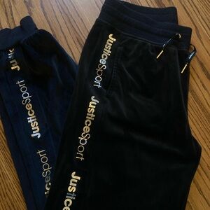 NWOT GIRLS XL JUSTICE TRACK STYLE PANTS BLACK W GOLD